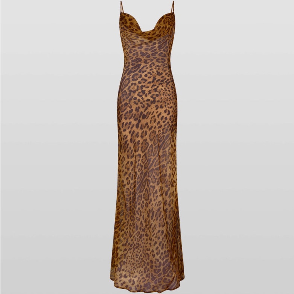 Rat & Boa Brown Maxi Dress with Animal Print